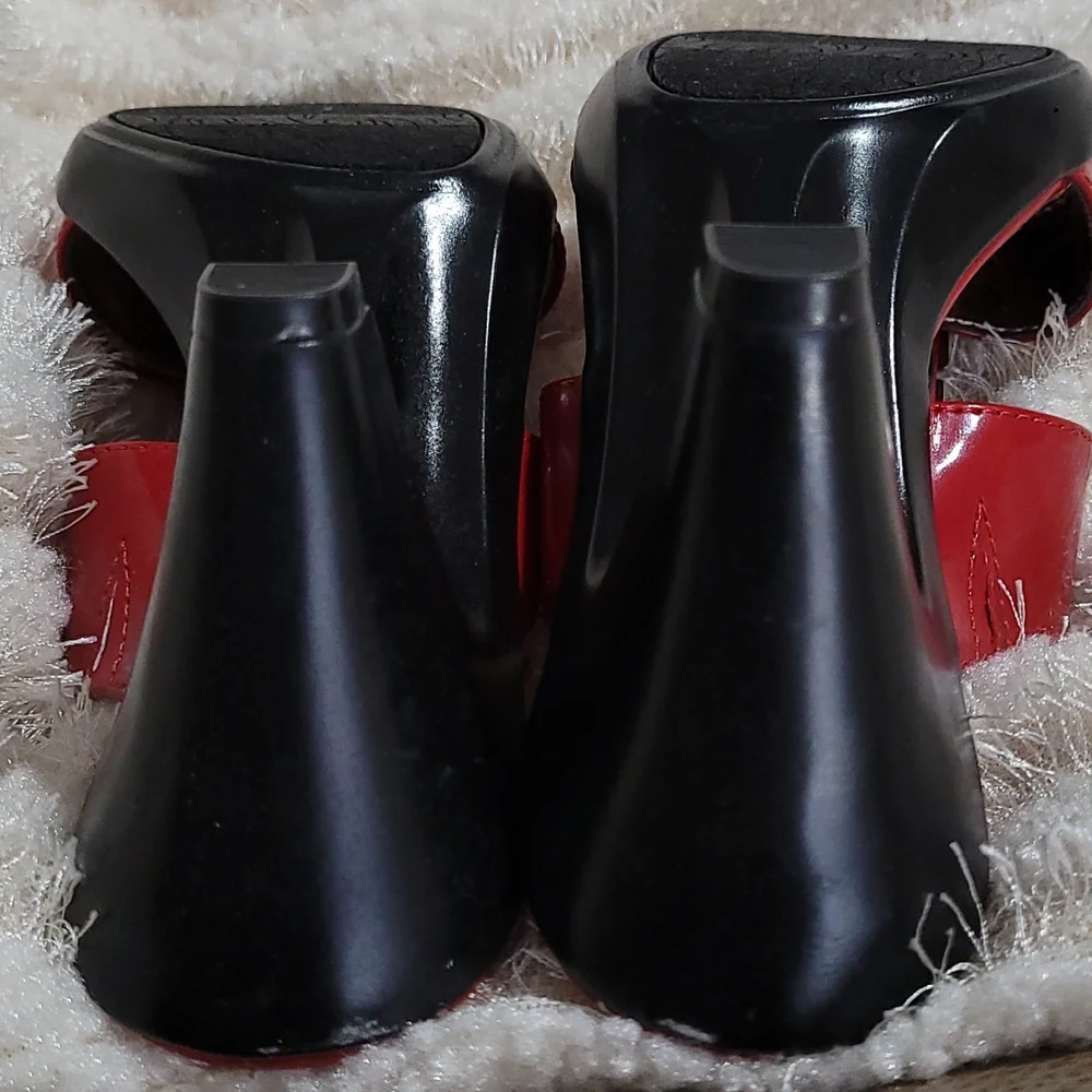 NEW High Heel Sandals Red Patent Open Toe Sole Sense Ability Pad Croft Barrow 6